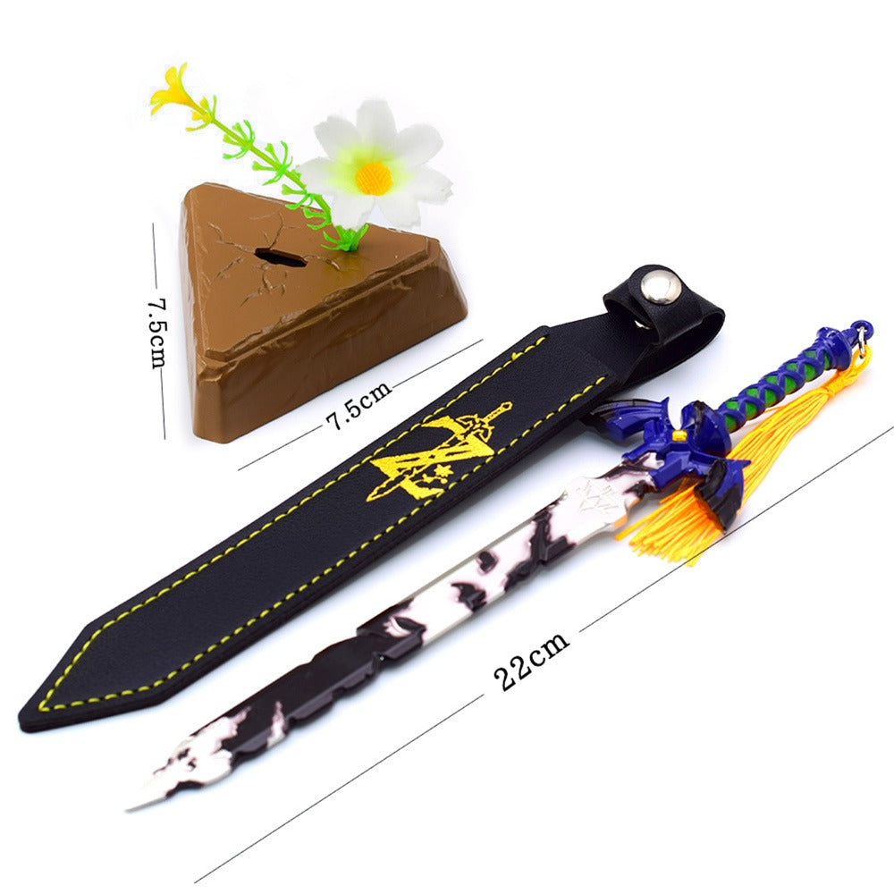 Nakorara ゼルダの伝説 マスターソード+刀置き(金属製) 2点セット ミニチュア ダイキャスト製 アクセサリー 武器ファン向け ブレスオブザワイルド