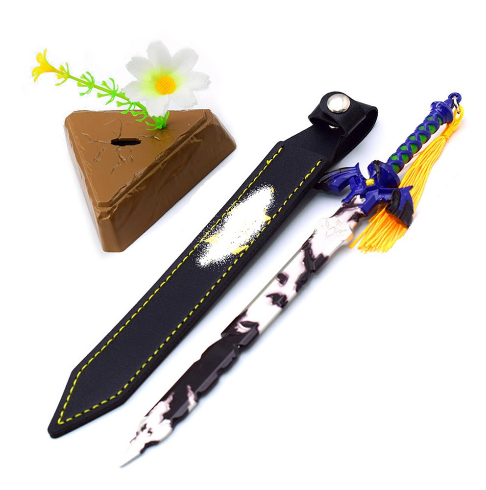 Nakorara ゼルダの伝説 マスターソード+刀置き(金属製) 2点セット ミニチュア ダイキャスト製 アクセサリー 武器ファン向け ブレスオブザワイルド
