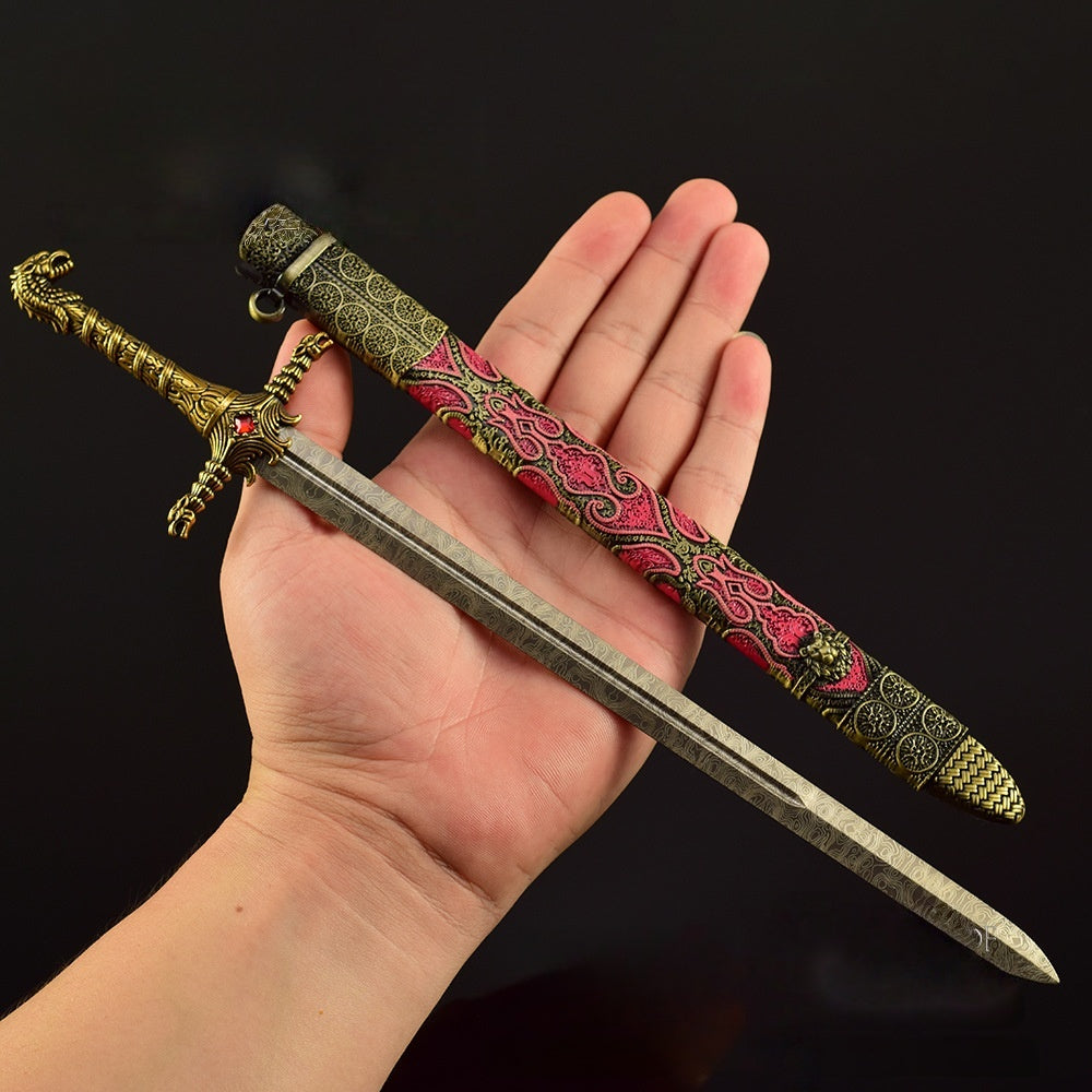 Nakorara ゲーム・オブ・スローンズ　ダマスカス波紋仕上げ  誓約の剣 30cm  ミニチュア　アクセサリー　おもちゃ　鞘付き　Game of Thrones　武器モデルnamini020　