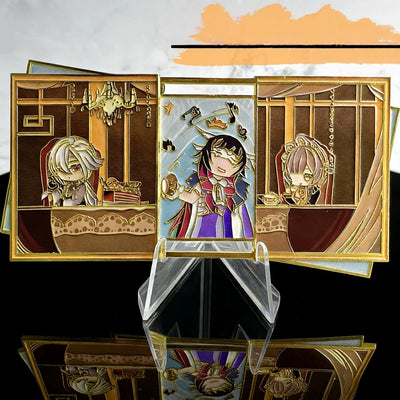 Nakorara　原神 ファトゥス プッシュプルバッジ 同人グッズ　コロンビーナ／アルレッキーノ／召使 　非公式グッズ　合金製伸縮式メタルバッジ