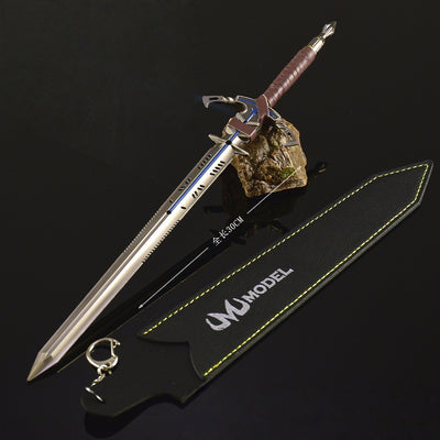 Nakorara　Arena Breakout: Hardcore ミニチュア　片手剣　22㎝　革鞘　付き　ミニ武器　モデル　レプリカ　萌えグッズ　FPS 　ダイキャスト製