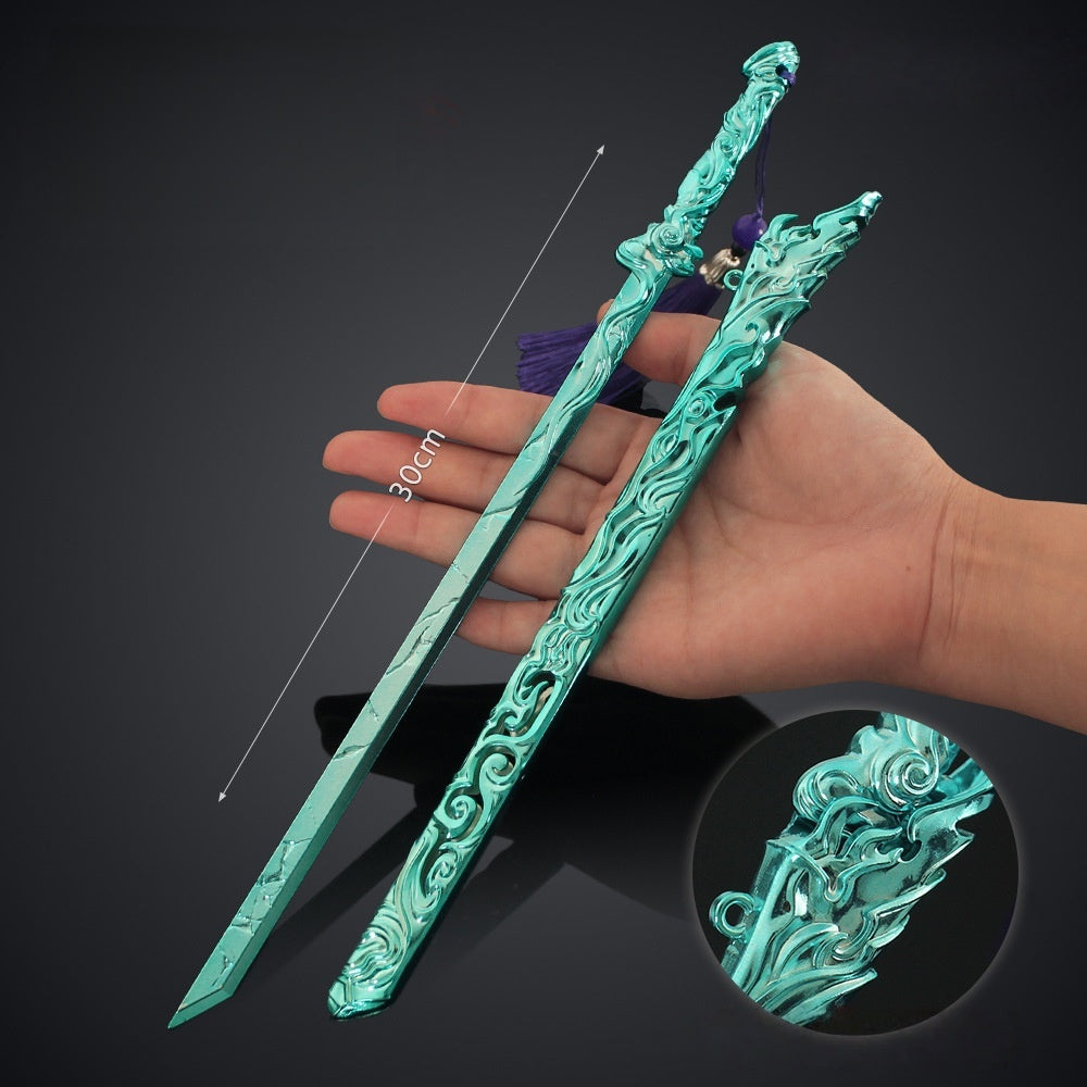 Nakorara NARAKA: BLADEPOINT 新武器 連結剣　30cm　張起靈　ミニチュア武器レプリカ　武器ファン　アクセサリー　工芸品　Kylin Zhang