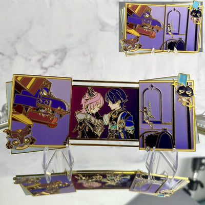 Nakorara　原神　ドゥリン　 放浪者　萌えグッズ　スライド開閉式 アクリルスタンド付きバッジ　卓上ディスプレイ　アクセサリー　合金製　缶バッジ　魔女会　　ドラコ・ルベド座