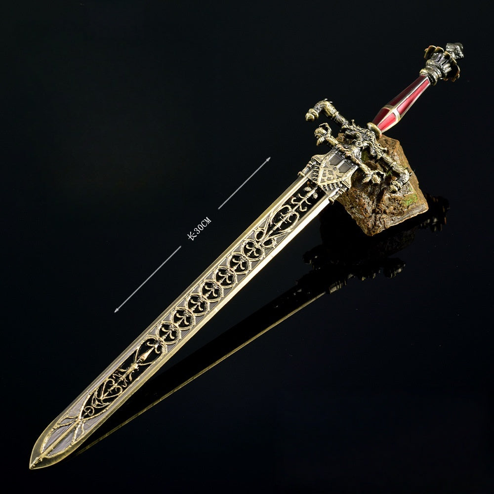 Nakorara　エルデンリング 　夜と炎の剣 ダイキャスト製　30cm ミニチュア　直剣　カーリアの城館に秘蔵される宝剣　伝説の武器　  　おもちゃ　非実用性　武器ファン