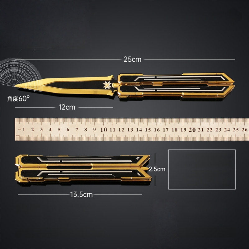 Nakorara　VALORANT　Champions 2025 バタフライナイフ　25㎝　124g  ヴァロラント 工芸品　武器モデル　アクセサリー　おもちゃ　武器ファン　ダイキャスト製