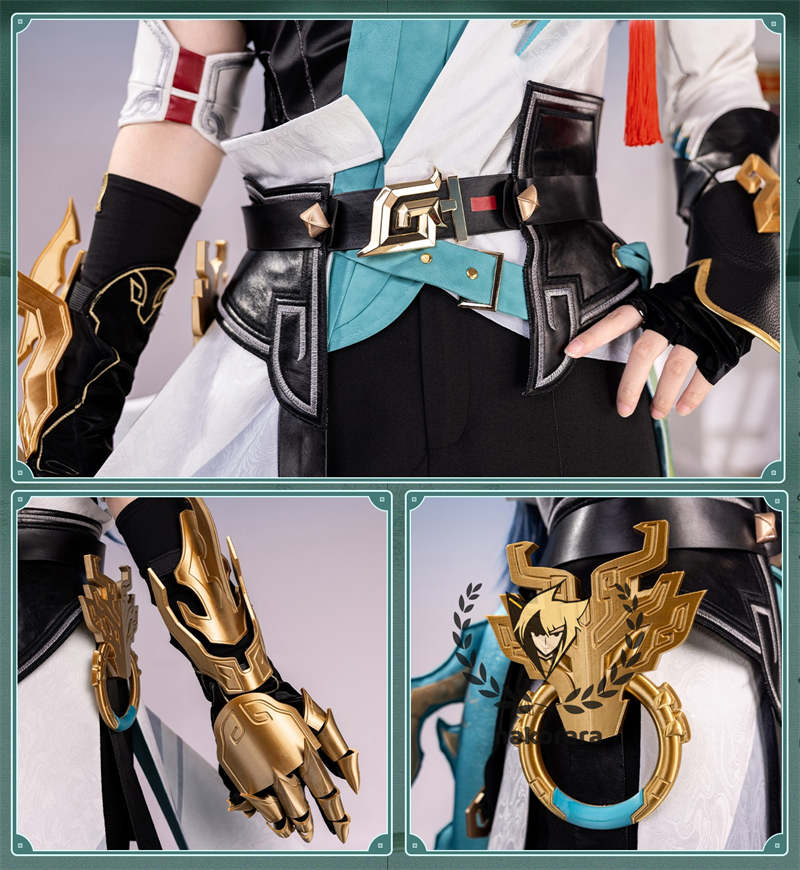 Nakorara 崩壊スターレイル　丹恒　cosplay　衣装　騰荒　金属樹脂製パーツ　コスチューム　Dan Heng　星穹列車　仙舟羅浮　　尻尾+シューズ+ウィッグ追加