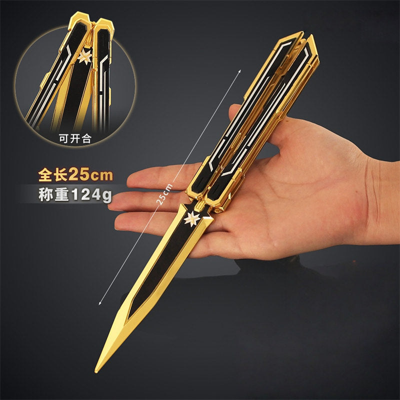 Nakorara　VALORANT　Champions 2025 バタフライナイフ　25㎝　124g  ヴァロラント 工芸品　武器モデル　アクセサリー　おもちゃ　武器ファン　ダイキャスト製