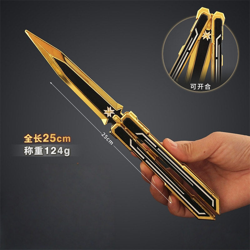 Nakorara　VALORANT　Champions 2025 バタフライナイフ　25㎝　124g  ヴァロラント 工芸品　武器モデル　アクセサリー　おもちゃ　武器ファン　ダイキャスト製