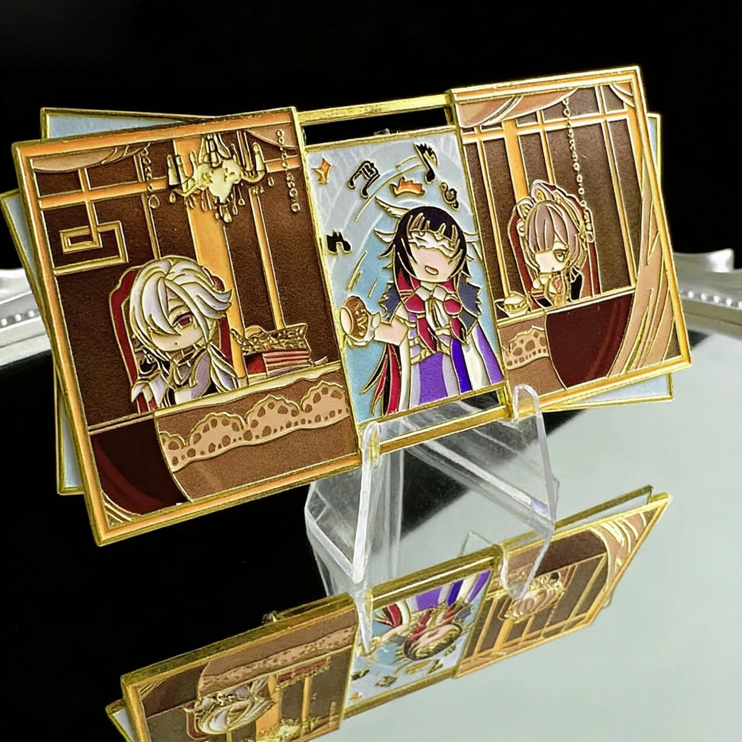 Nakorara　原神 ファトゥス プッシュプルバッジ 同人グッズ　コロンビーナ／アルレッキーノ／召使 　非公式グッズ　合金製伸縮式メタルバッジ