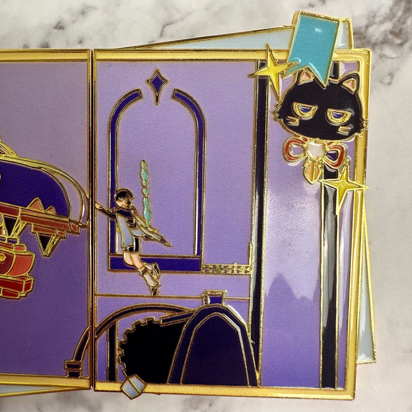 Nakorara　原神　ドゥリン　 放浪者　萌えグッズ　スライド開閉式 アクリルスタンド付きバッジ　卓上ディスプレイ　アクセサリー　合金製　缶バッジ　魔女会　　ドラコ・ルベド座