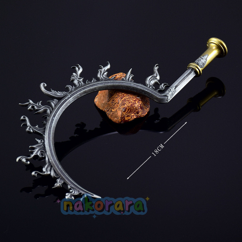 Nakorara　エルデンリング 蝕のショーテル ミニチュア　18㎝　91g　ダイキャスト製　曲剣　武器レプリカ　モデル　アクセサリー　萌えグッズ