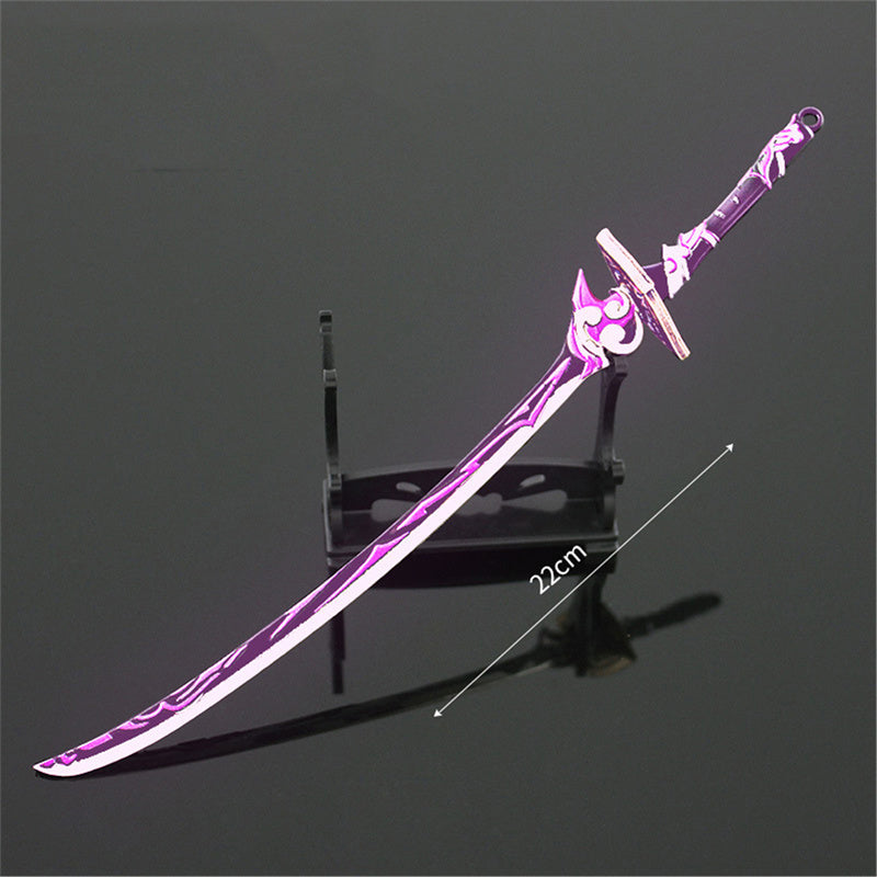Nakorara　原神　雷電将軍 モチーフ武器　キーホルダー　22cm ミニチュア　武器モデル　ダイキャスト製　装備品　アクセサリー　武器ファン向け　おもちゃ　レプリカ