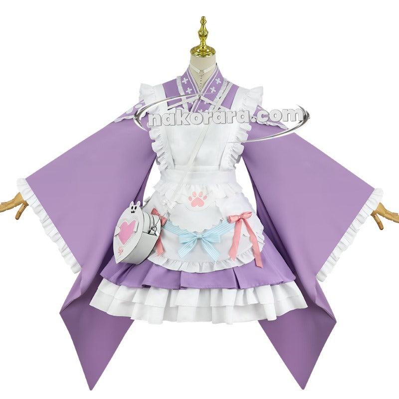 Nakorara VTuber 結城さくな コスプレ衣装　YouTuber　メイド服 和風エプロン+カフェ風服 完全再現 さくなちゃんコス