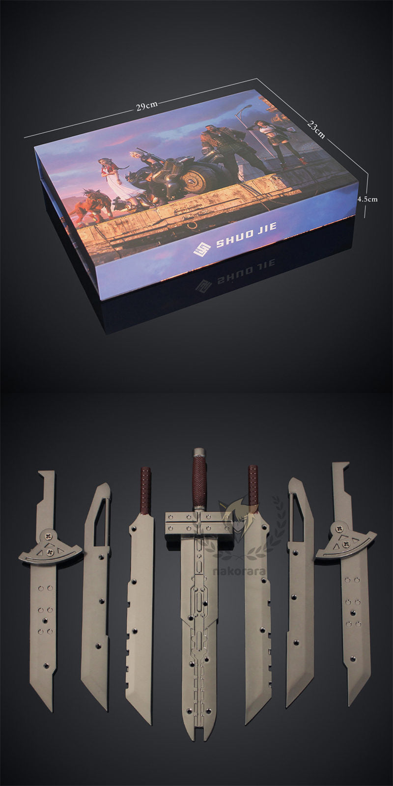 Nakorara ファイナルファンタジー 25cm　クラウドの愛剣　バスターソード　クラウド　ミニチュア　武器レプリカ　ダイキャスト製　FFシリーズ FFVII、FF7　