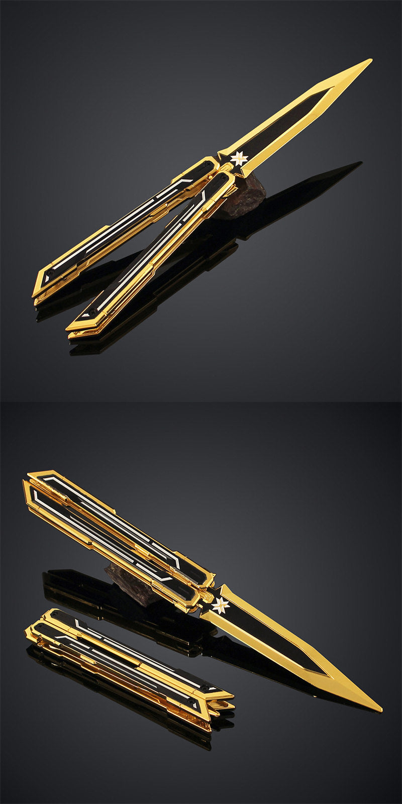Nakorara　VALORANT　Champions 2025 バタフライナイフ　25㎝　124g  ヴァロラント 工芸品　武器モデル　アクセサリー　おもちゃ　武器ファン　ダイキャスト製
