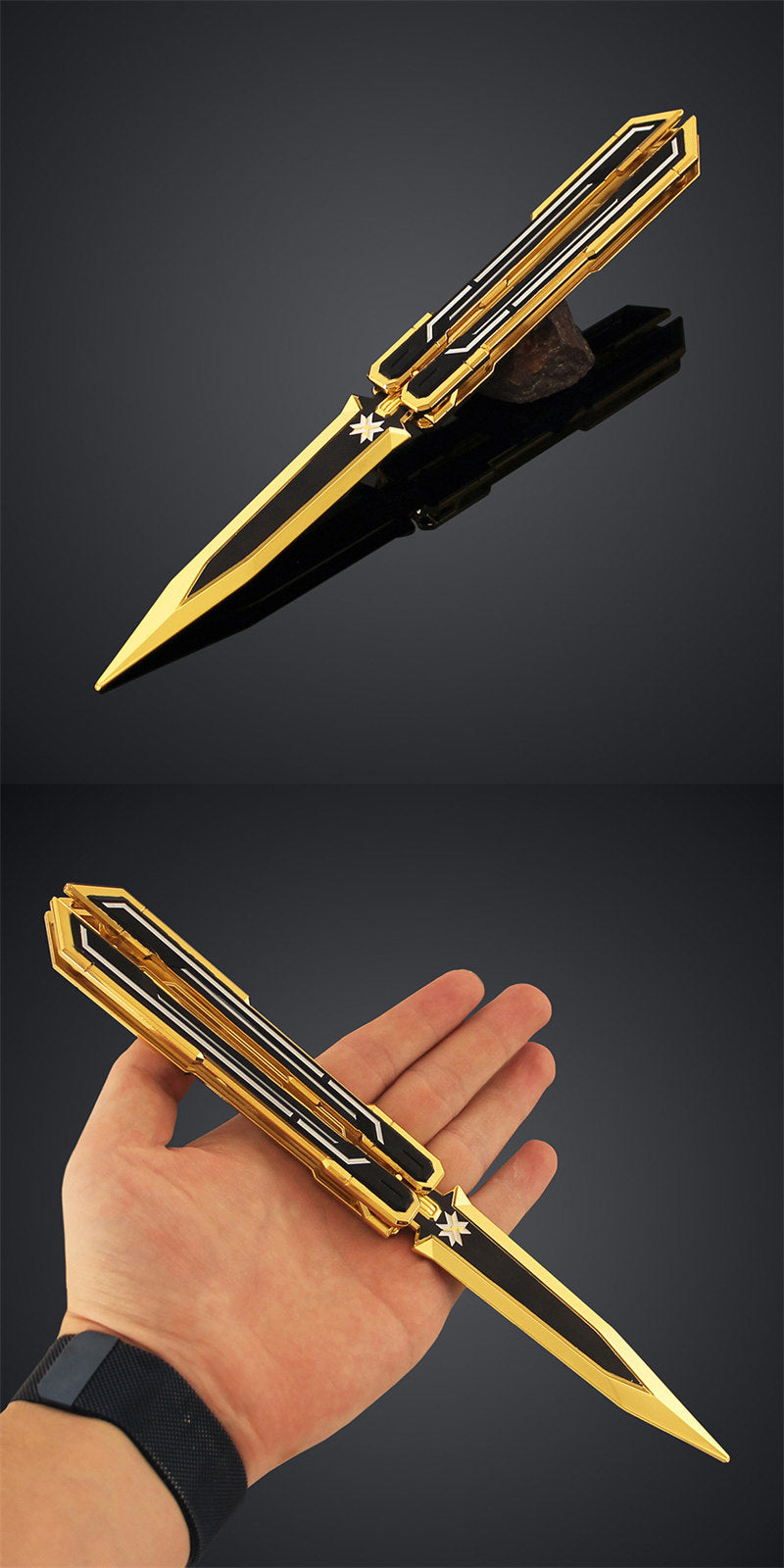 Nakorara　VALORANT　Champions 2025 バタフライナイフ　25㎝　124g  ヴァロラント 工芸品　武器モデル　アクセサリー　おもちゃ　武器ファン　ダイキャスト製