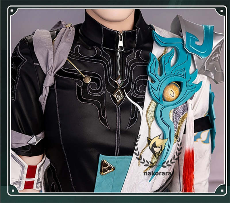 Nakorara 崩壊スターレイル　丹恒　cosplay　衣装　騰荒　金属樹脂製パーツ　コスチューム　Dan Heng　星穹列車　仙舟羅浮　　尻尾+シューズ+ウィッグ追加