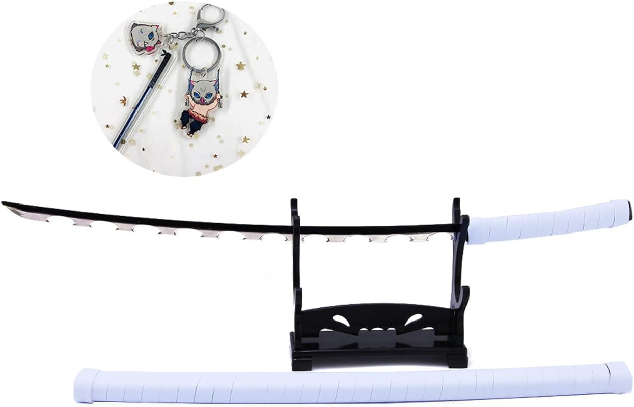 Nakorara　鬼滅の刃　日輪刀ミニ刀剣 26cm ヒノカミ神楽 日輪刀 ナイフ 刀掛台送り おもちゃ インテリア装備品 コスプレ 日本刀 装備品 クリスマスプレゼント ハロウィン 舞台化 飾り