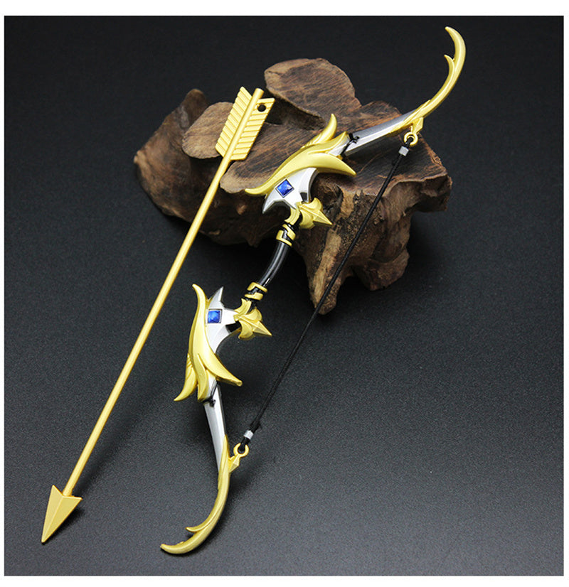 Nakorara　原神　西風猟弓　17cm ミニチュア　チェーンブレイカー　武器モデル　キーホルダー　ダイキャスト製　装備品　アクセサリー　武器ファン向け　おもちゃ　レプリカ