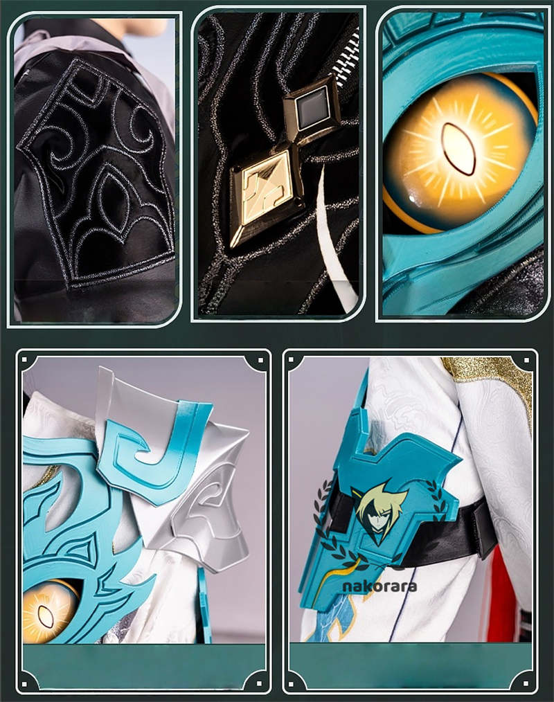 Nakorara 崩壊スターレイル　丹恒　cosplay　衣装　騰荒　金属樹脂製パーツ　コスチューム　Dan Heng　星穹列車　仙舟羅浮　　尻尾+シューズ+ウィッグ追加