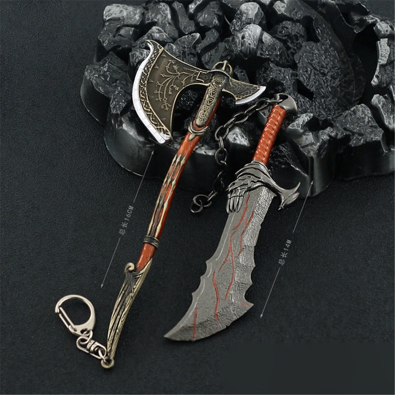 Nakorara ゴッド・オブ・ウォー ラグナロク God of Warシリーズ Kratos 斧  手遊び 16cm ミニ武器 斧 14cm 装備品 合金 塗装済み完成品  東洋剣 武将 インテリア装備品 ゲーム ミニ武器 道具
