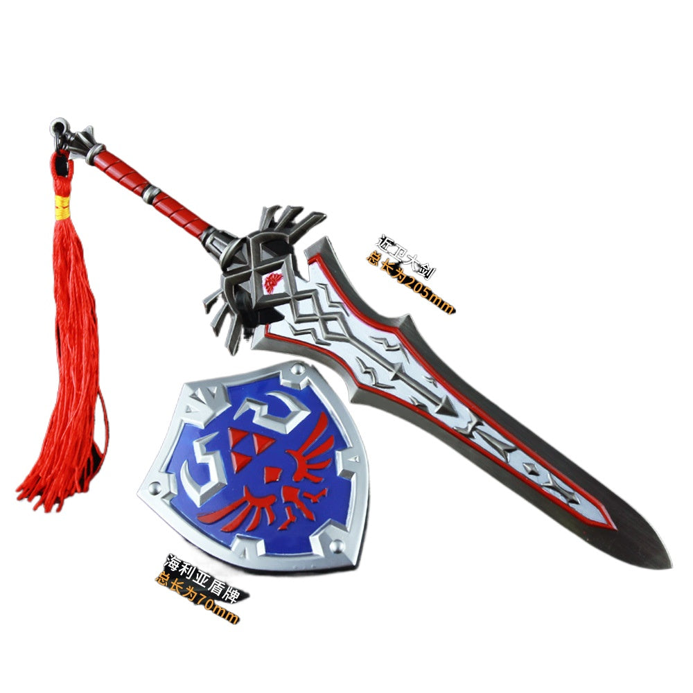 Nakorara　ゼルダの伝説　近衛の両手剣＋ハイリアの盾　2個セット　ダイキャスト製　おもちゃ　武器レプリカ　卓上装備品　イベント　武器モデル　塗装済み可動フィギュア