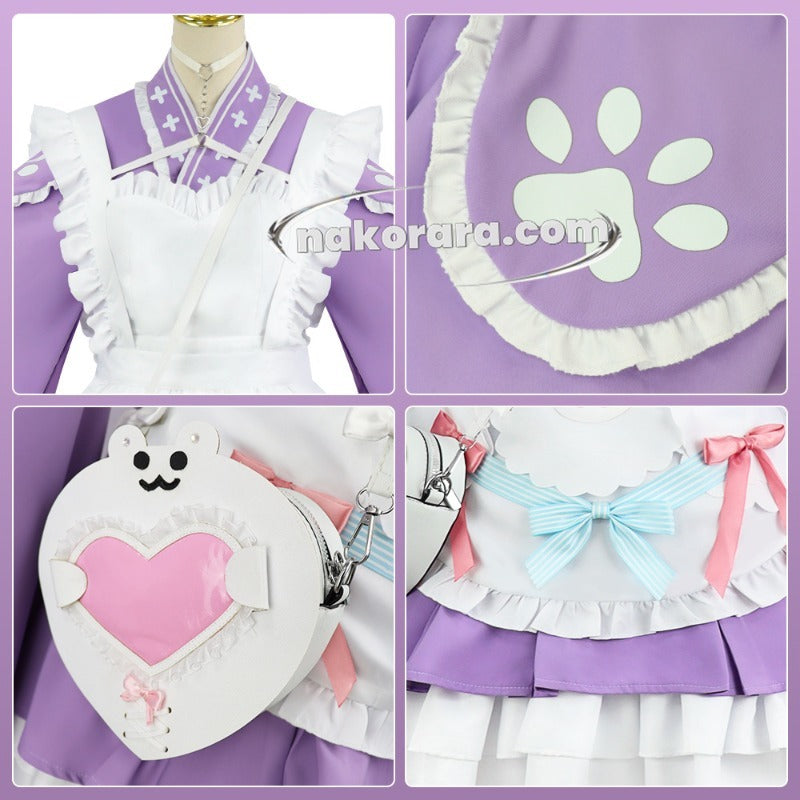 Nakorara VTuber 結城さくな コスプレ衣装　YouTuber　メイド服 和風エプロン+カフェ風服 完全再現 さくなちゃんコス