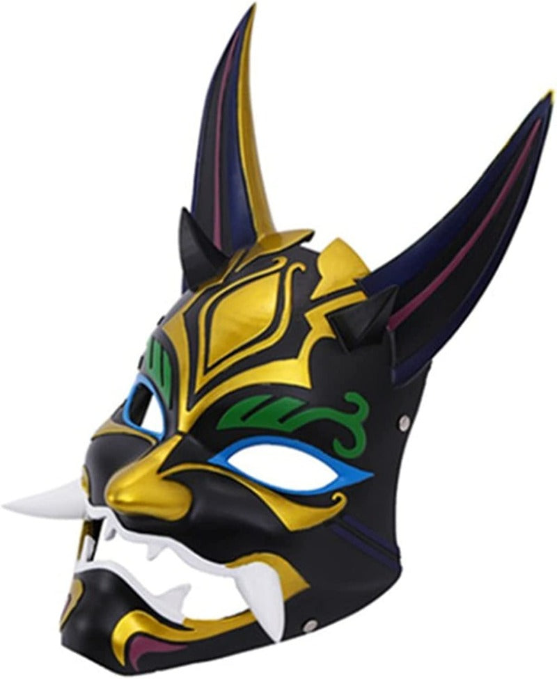 Nakorara　原神 げんしん タルタリヤ 魔王武装 　 魈（しょう ） ショウ 　九条裟羅 天狗のお面　狐のお面 樹脂製 巫女 花散里 神里綾華 稲妻 お土産 白 赤 祭り きつね キツネ マスク 頭飾り ヘアアクセサリー コスプレ道具 コスプレ 萌え 可愛い イベント プレゼント グッズ 道具 小物