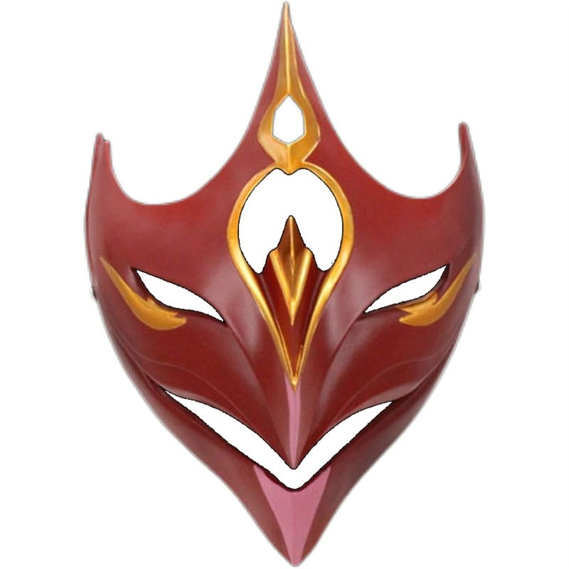 Nakorara　原神 げんしん タルタリヤ 魔王武装 　 魈（しょう ） ショウ 　九条裟羅 天狗のお面　狐のお面 樹脂製 巫女 花散里 神里綾華 稲妻 お土産 白 赤 祭り きつね キツネ マスク 頭飾り ヘアアクセサリー コスプレ道具 コスプレ 萌え 可愛い イベント プレゼント グッズ 道具 小物