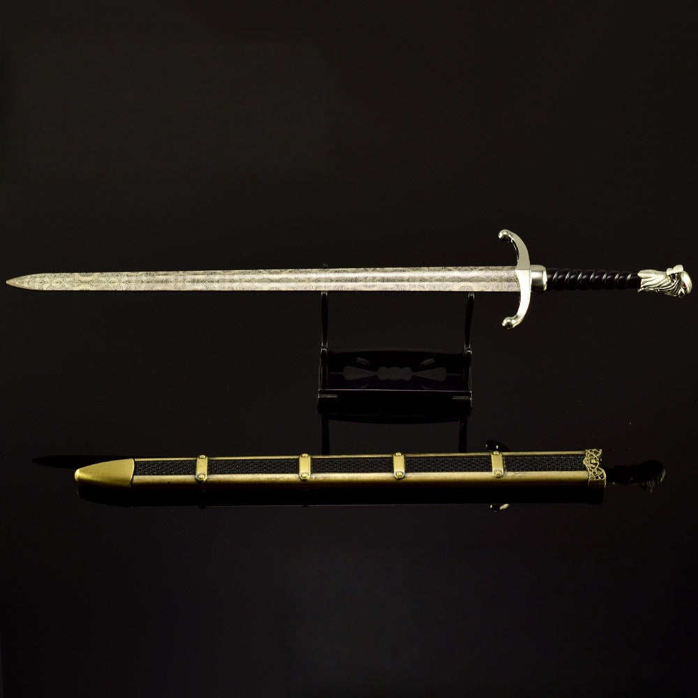 Nakorara ゲーム・オブ・スローンズ　Longclaw　長爪剣　西洋剣モデル　ダマスカス波紋仕上げ  誓約の剣 30cm アクセサリー　おもちゃ　鞘付き　Game of Thrones　模造刀 レプリカ 手遊び モデル レプリカ 武士ver 1/4スケール 合金製 塗装済み 完成品 フィギュア 合金製 お歳暮 おみやげ　武器モデルnamini019　