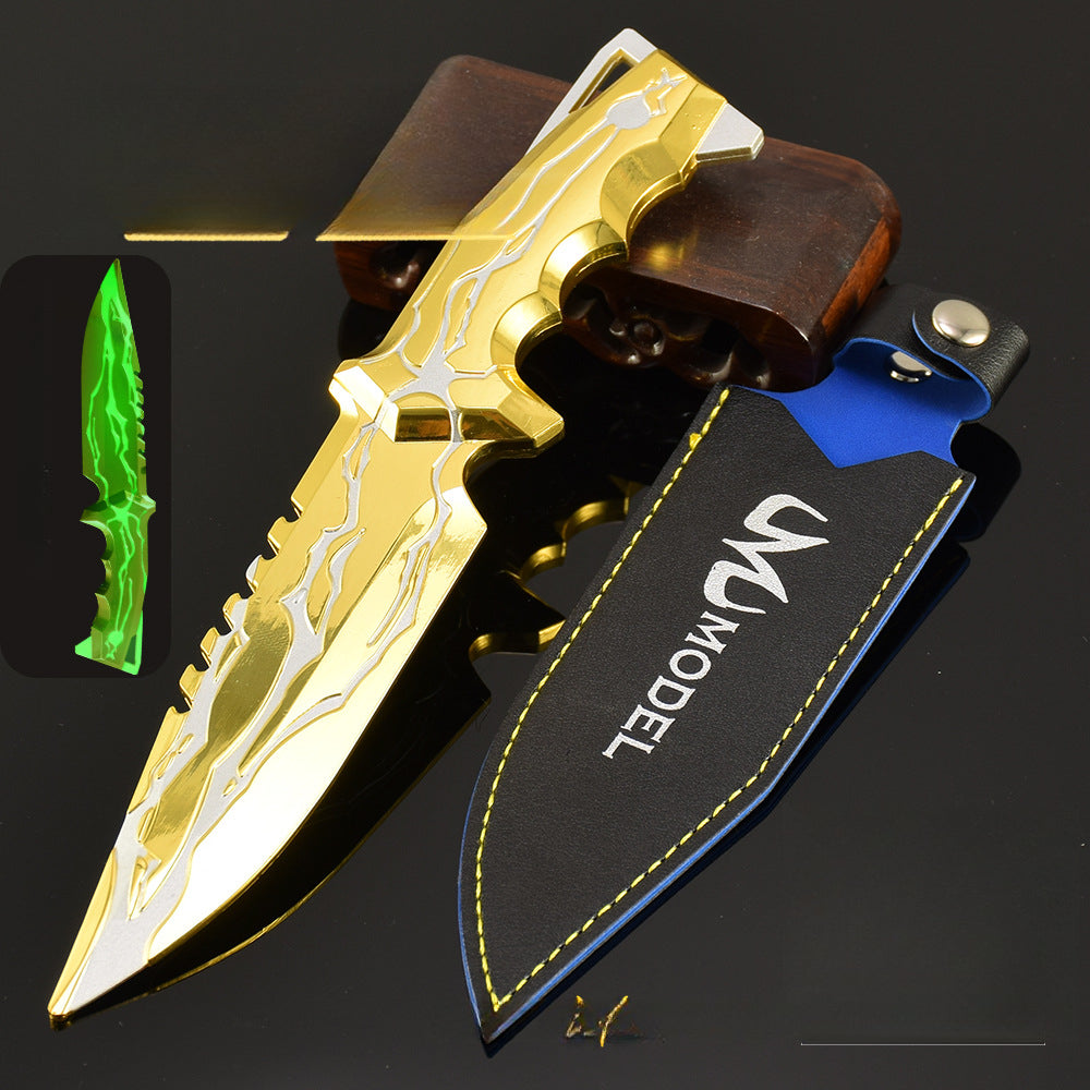 nakorara VALORANT スマイト ナイフ 22cm ミニ武器モデル｜黄金色 亜鉛合金製+収納革ケース付 14歳以上対象