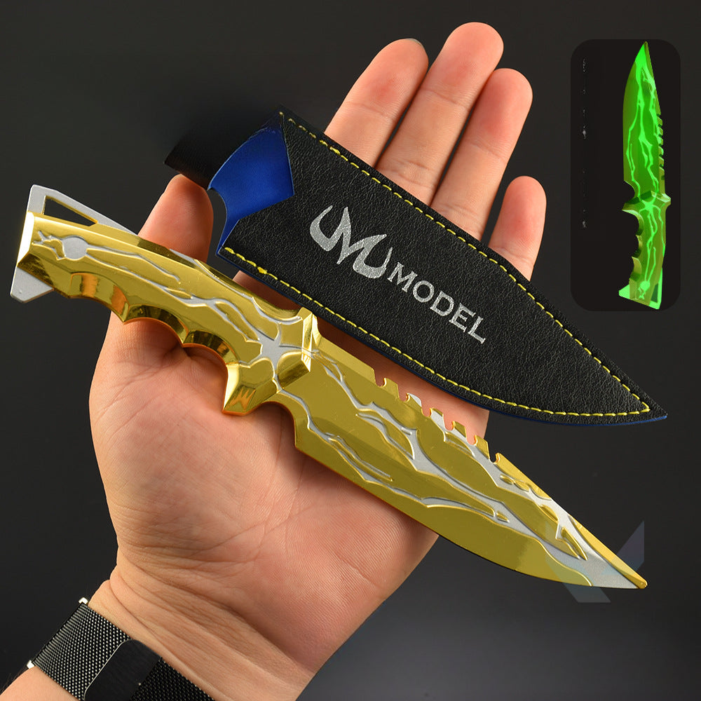 nakorara VALORANT スマイト ナイフ 22cm ミニ武器モデル｜黄金色 亜鉛合金製+収納革ケース付 14歳以上対象