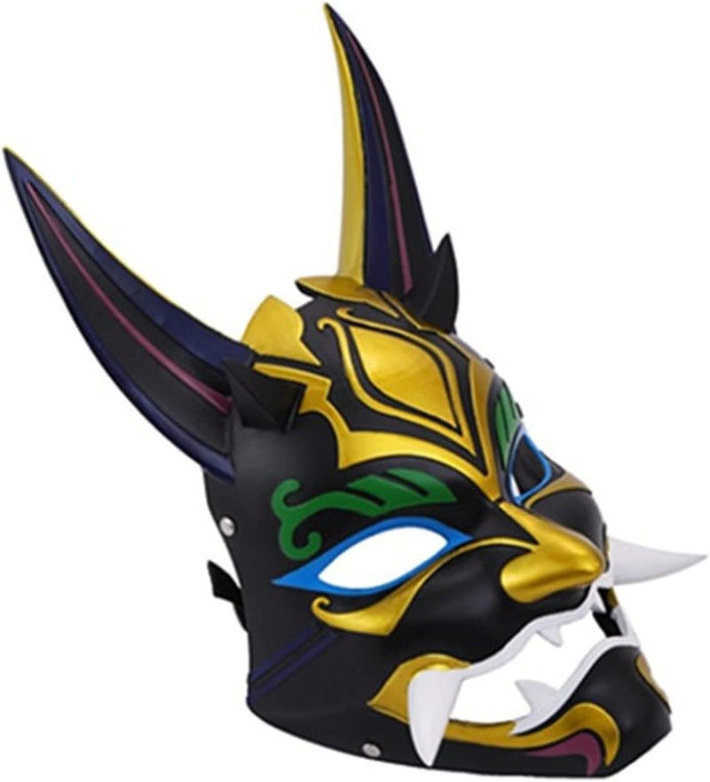 Nakorara　原神 げんしん タルタリヤ 魔王武装 　 魈（しょう ） ショウ 　九条裟羅 天狗のお面　狐のお面 樹脂製 巫女 花散里 神里綾華 稲妻 お土産 白 赤 祭り きつね キツネ マスク 頭飾り ヘアアクセサリー コスプレ道具 コスプレ 萌え 可愛い イベント プレゼント グッズ 道具 小物