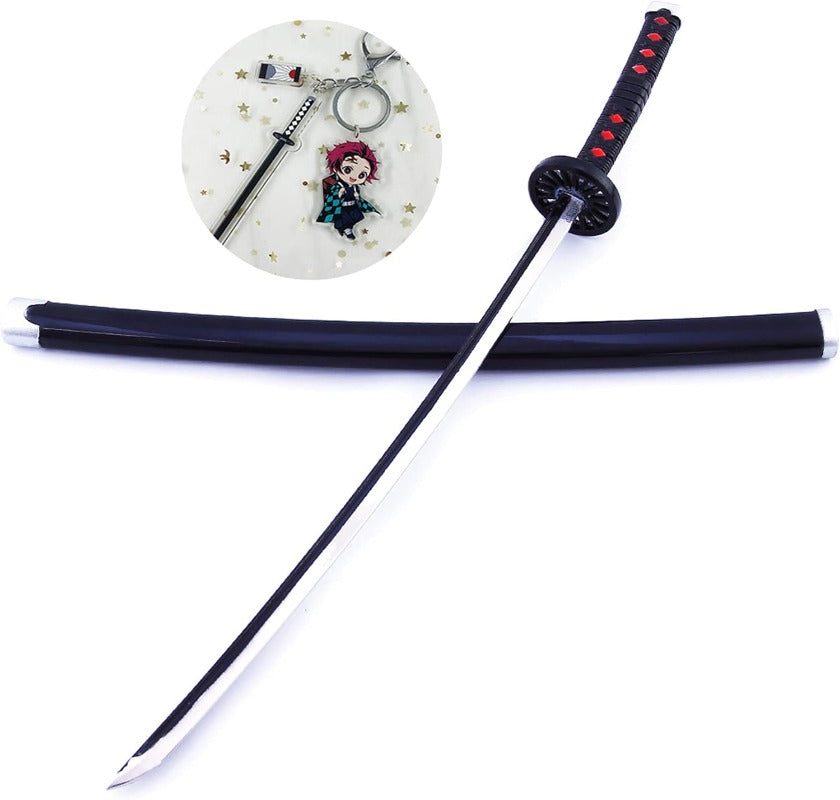 Nakorara　鬼滅の刃　日輪刀ミニ刀剣 26cm ヒノカミ神楽 日輪刀 ナイフ 刀掛台送り おもちゃ インテリア装備品 コスプレ 日本刀 装備品 クリスマスプレゼント ハロウィン 舞台化 飾り