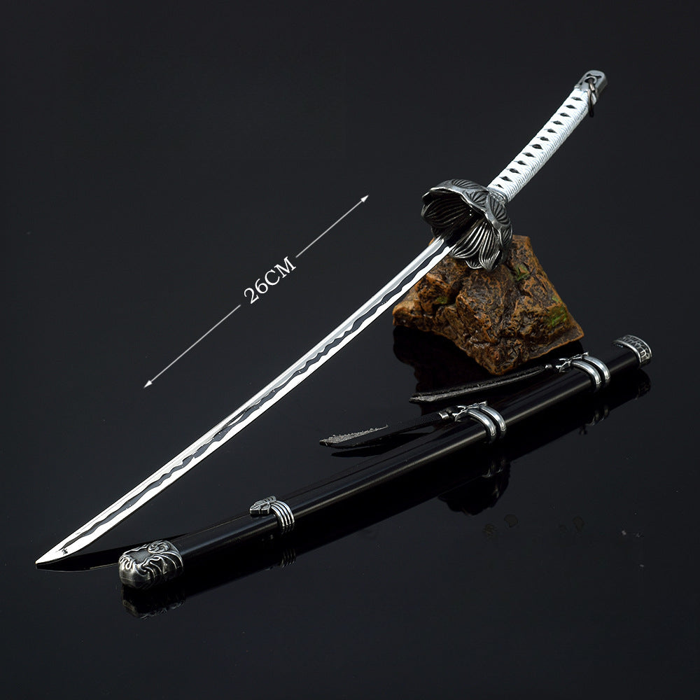 Nakorara　隻狼/セキロ 楔丸 直刃の刀 不死斬り 黒の不死斬り 片鎌十文字槍　26cm　 剣聖 葦名一心　武器　工芸品　ミニチュア　1/6スケール　ダイキャスト製　おもちゃ　武器レプリカ　卓上装備品　イベント　武器モデル　塗装済み可動フィギュア