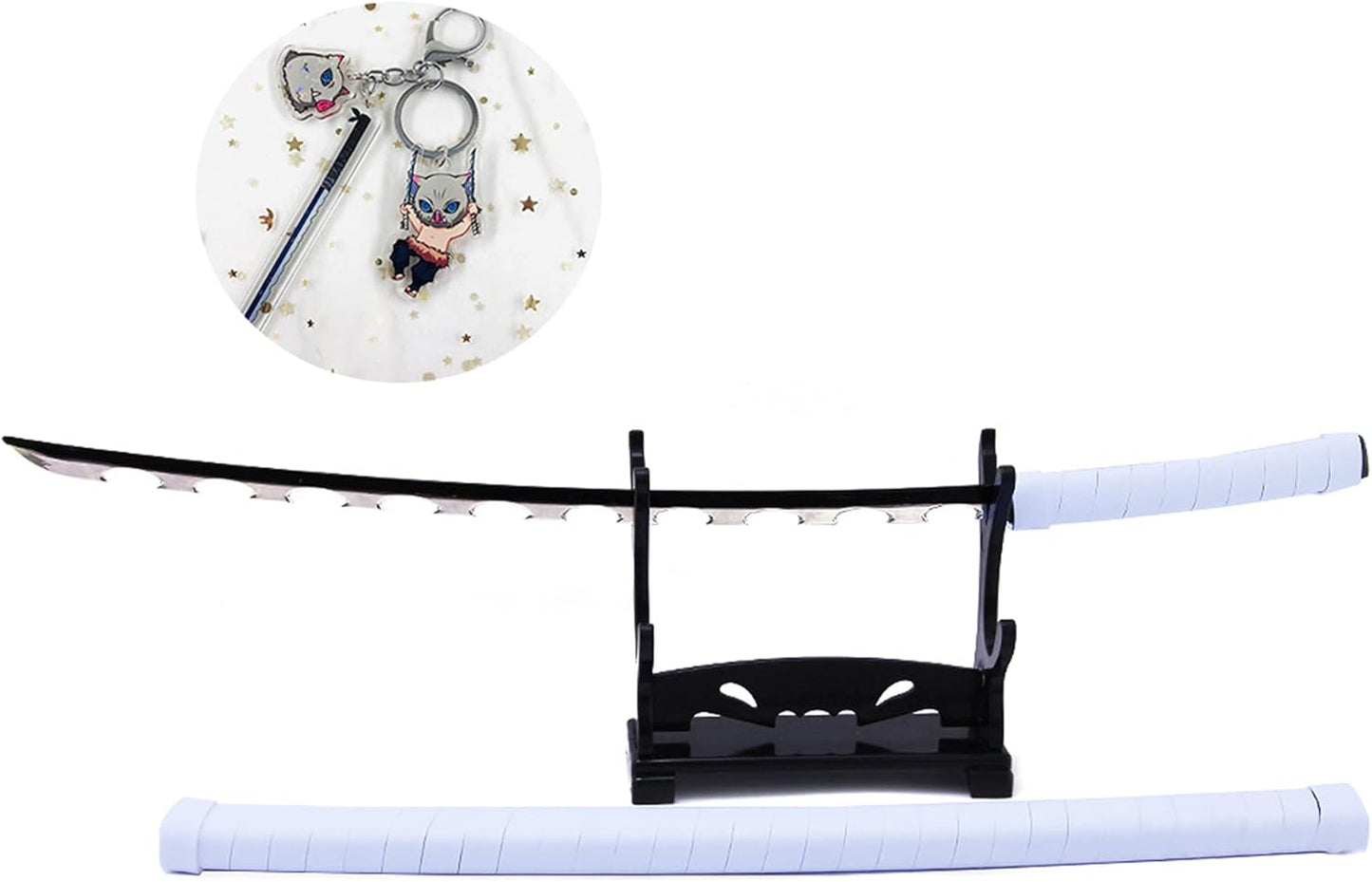 Nakorara　鬼滅の刃　日輪刀ミニ刀剣 26cm ヒノカミ神楽 日輪刀 ナイフ 刀掛台送り おもちゃ インテリア装備品 コスプレ 日本刀 装備品 クリスマスプレゼント ハロウィン 舞台化 飾り