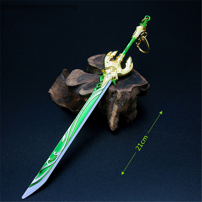 Nakorara　原神　磐岩結緑 21cm ミニチュア　武器モデル　ダイキャスト製　装備品　アクセサリー　武器ファン向け　おもちゃ　レプリカ