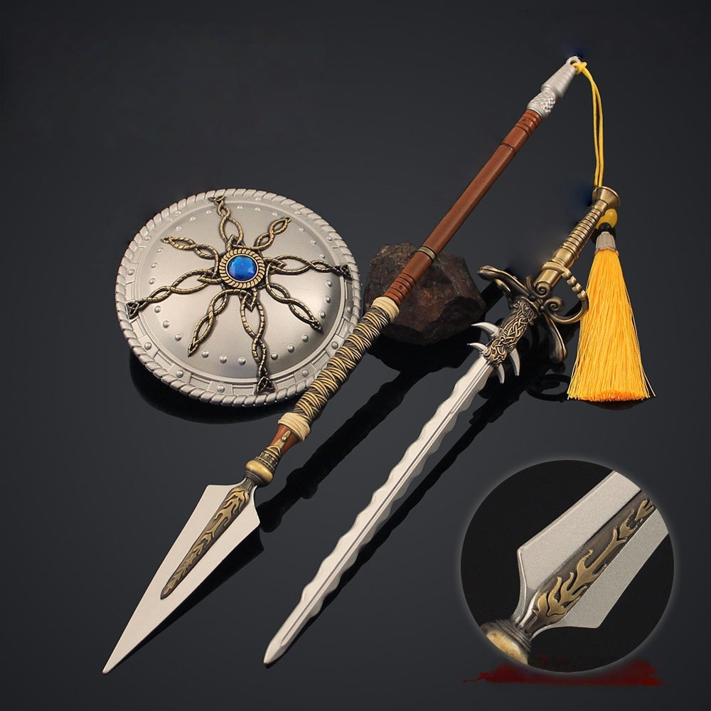 Nakorara ディアブロII  ミニチュア　盾　長柄武器　武器モデル　ダイキャスト製　萌えグッズ　Diablo II　武器ファン　アクセサリー