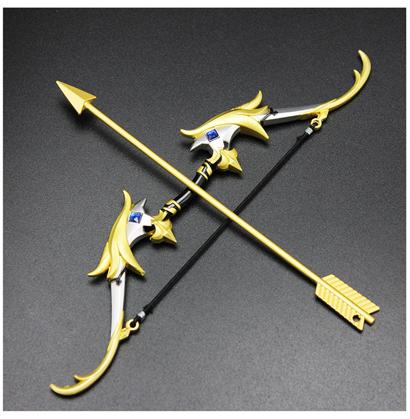 Nakorara　原神　西風猟弓　17cm ミニチュア　チェーンブレイカー　武器モデル　キーホルダー　ダイキャスト製　装備品　アクセサリー　武器ファン向け　おもちゃ　レプリカ