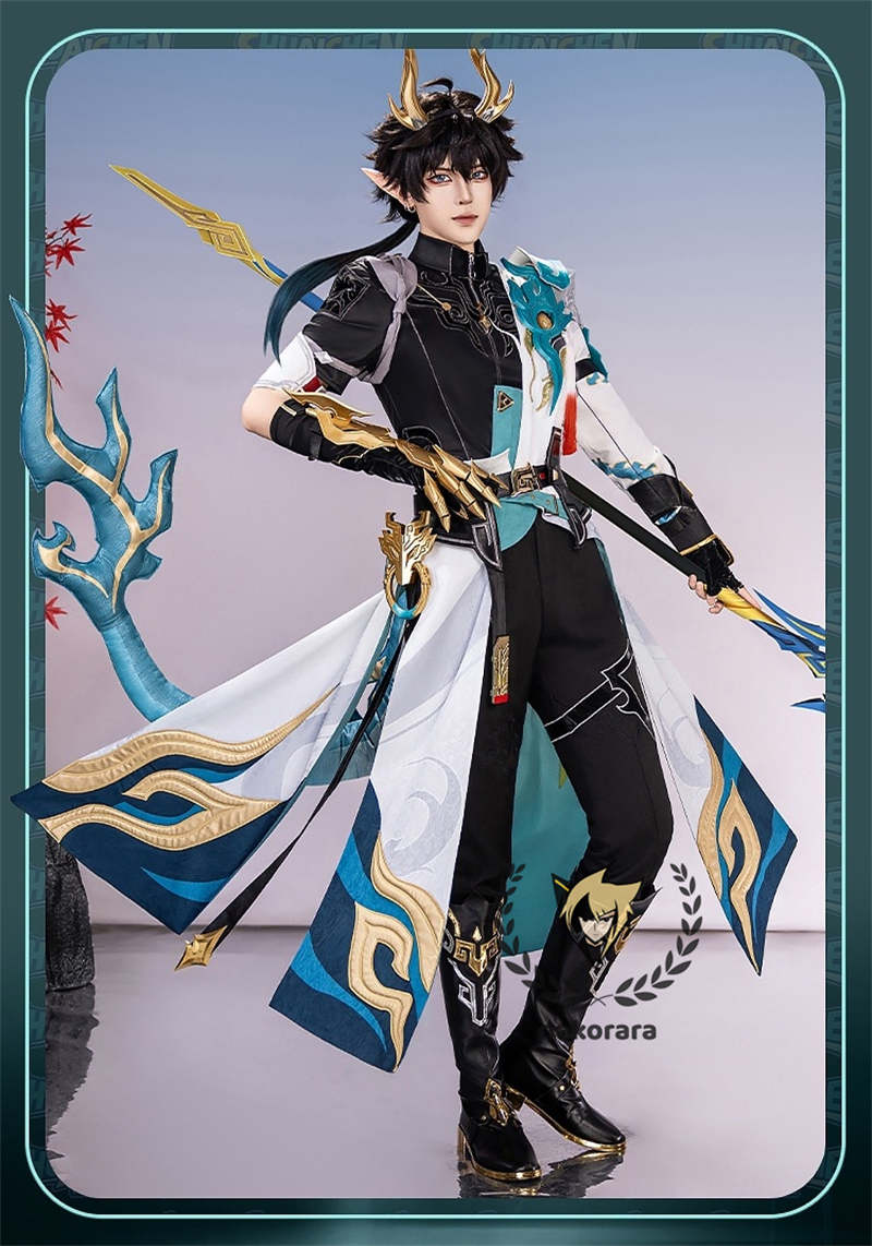 Nakorara 崩壊スターレイル　丹恒　cosplay　衣装　騰荒　金属樹脂製パーツ　コスチューム　Dan Heng　星穹列車　仙舟羅浮　　尻尾+シューズ+ウィッグ追加