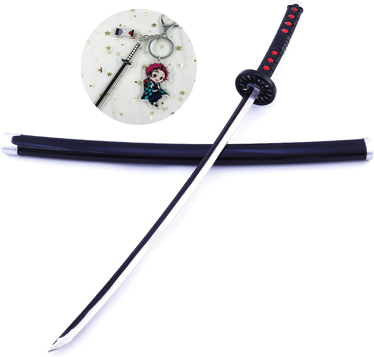Nakorara　鬼滅の刃　日輪刀ミニ刀剣 26cm ヒノカミ神楽 日輪刀 ナイフ 刀掛台送り おもちゃ インテリア装備品 コスプレ 日本刀 装備品 クリスマスプレゼント ハロウィン 舞台化 飾り