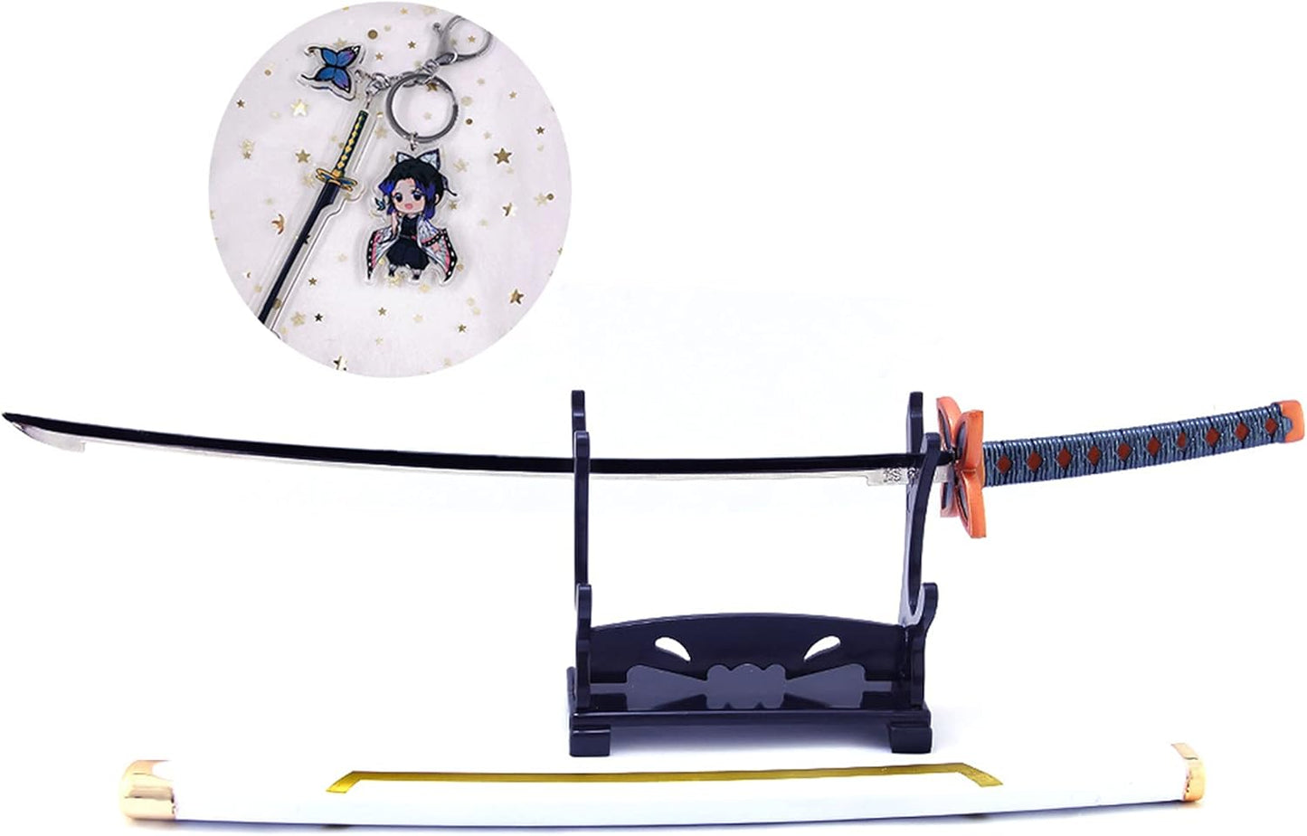 Nakorara　鬼滅の刃　日輪刀ミニ刀剣 26cm ヒノカミ神楽 日輪刀 ナイフ 刀掛台送り おもちゃ インテリア装備品 コスプレ 日本刀 装備品 クリスマスプレゼント ハロウィン 舞台化 飾り