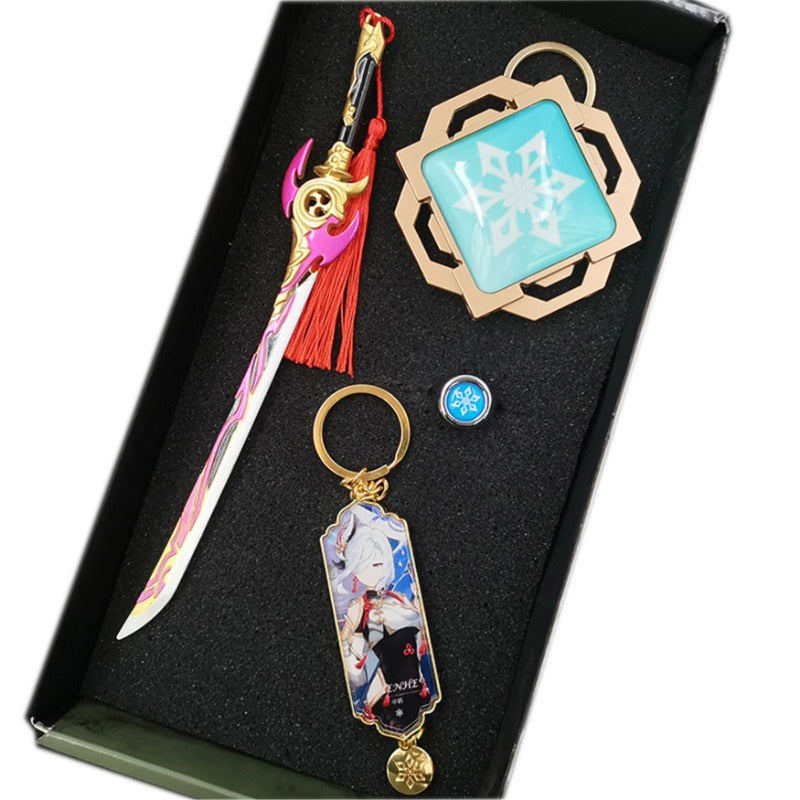 Nakorara 原神（げんしん） アンバー ミニチュア　ミニ武器 装備品 合金 武器模型 DIY ミニチュア おもちゃ 塗装済み完成品 日本剣 武将 インテリア装備品 ゲームアクセサリー