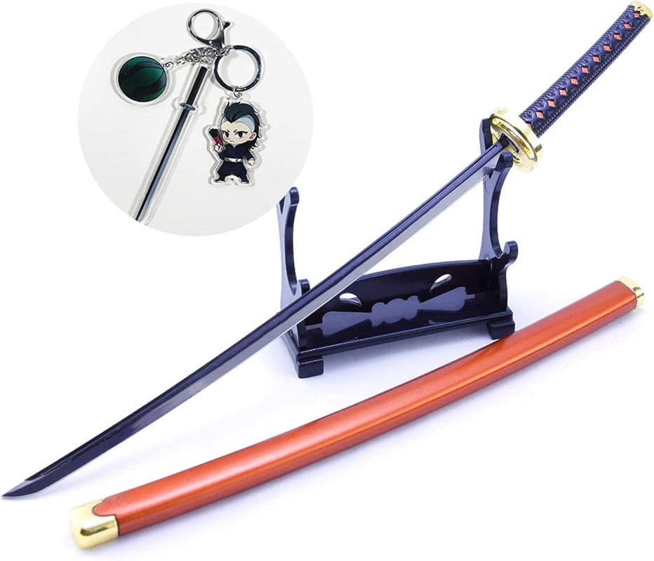 Nakorara　鬼滅の刃　日輪刀ミニ刀剣 26cm ヒノカミ神楽 日輪刀 ナイフ 刀掛台送り おもちゃ インテリア装備品 コスプレ 日本刀 装備品 クリスマスプレゼント ハロウィン 舞台化 飾り