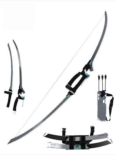 Nakorara  ゼンゼロ　悠真　はるまさ　コスプレ道具　ゼンレスゾーンゼロ　武器レプリカ　木＋PVC　アクセサリー　イベント浅羽悠真 弓 双刀 矢袋 コスプレ武器 発光不可タイプ コスプレ道具