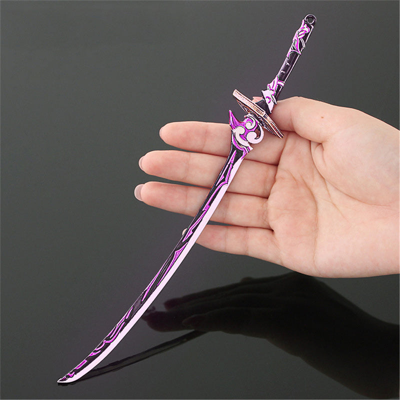 Nakorara　原神　雷電将軍 モチーフ武器　キーホルダー　22cm ミニチュア　武器モデル　ダイキャスト製　装備品　アクセサリー　武器ファン向け　おもちゃ　レプリカ