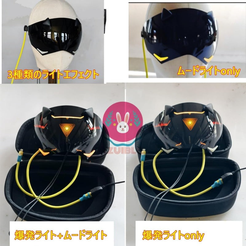 ゼンゼロトリガー 仮面 光るコスプレ道具 3種類ライト 7表情 USB充電 手作り マスク 高完成度 黒 お面 コスプレ 小道具