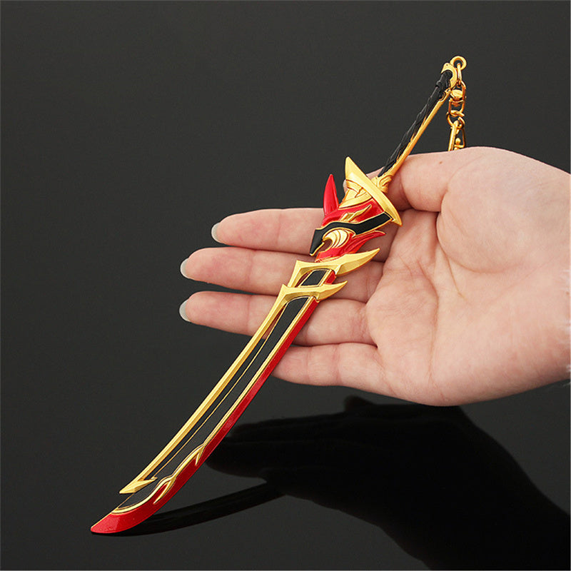 Nakorara　原神　両手剣  赤角石塵滅砕 21cm　ミニチュア　武器モデル　ダイキャスト製　装備品　アクセサリー　武器ファン向け　おもちゃ　レプリカ