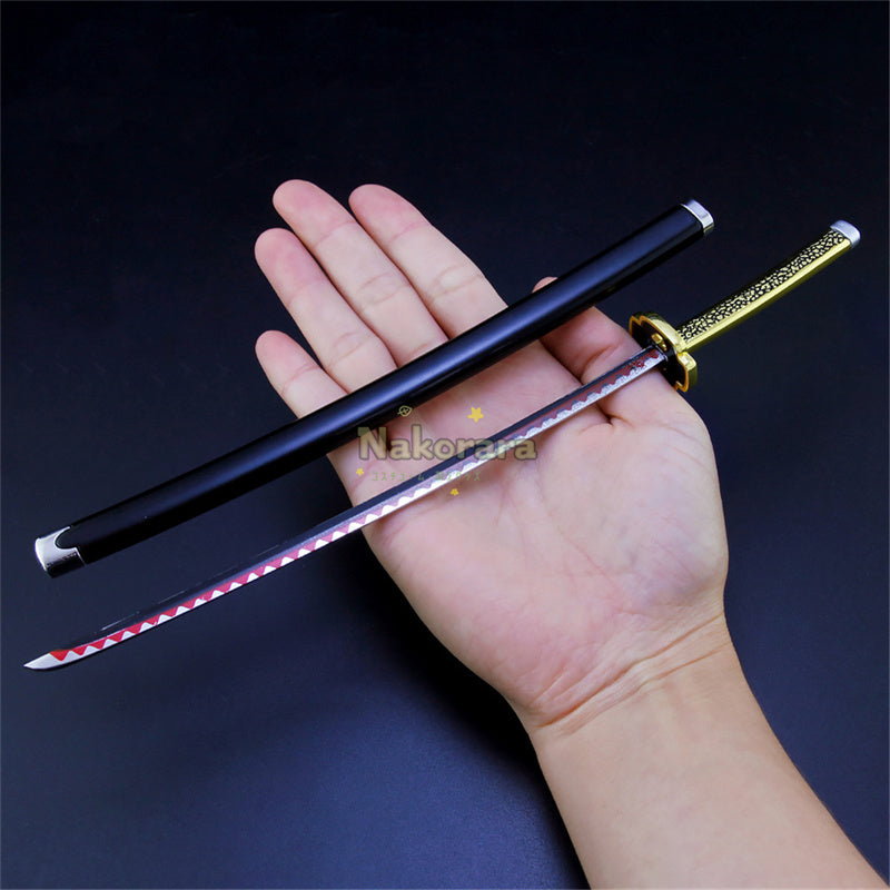 Nakorara　ミニチュア　鬼滅の刃　炭治郎　ヒノカミ神楽　ダイキャスト製　26cm　ミニ日輪刀　合金製　コスプレ　道具　飾り　キーホルダー　プレゼント　刀剣　ハロウィン　おもちゃ