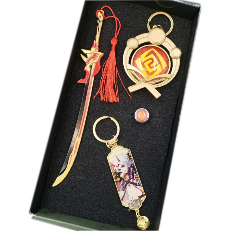 Nakorara 原神（げんしん） アンバー ミニチュア　ミニ武器 装備品 合金 武器模型 DIY ミニチュア おもちゃ 塗装済み完成品 日本剣 武将 インテリア装備品 ゲームアクセサリー